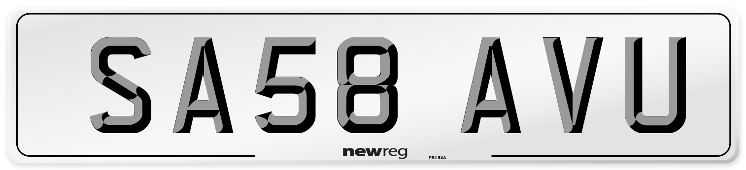 SA58 AVU Number Plate from New Reg